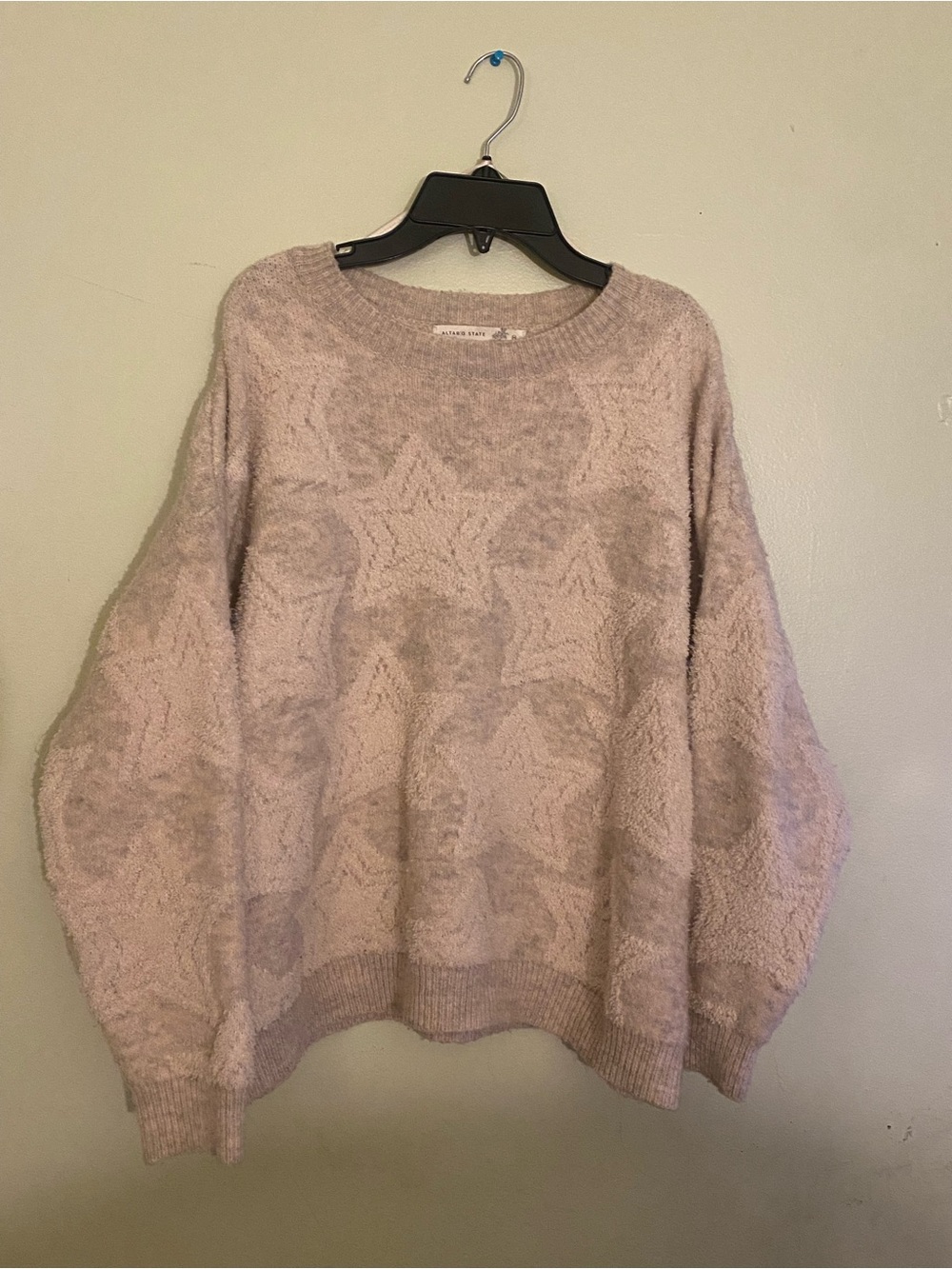 Altar'd State Soft Star-Pattern Crewneck Sweater - Light cream
